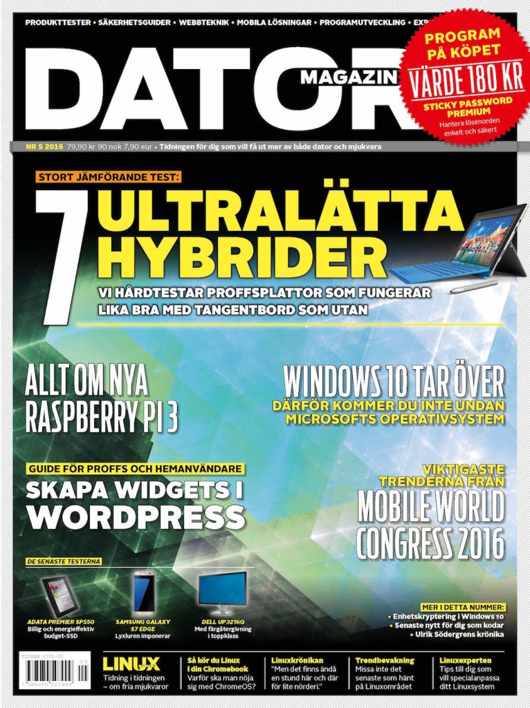 Datormagazin nr 5, 2016 Omslag DMZ nr0516