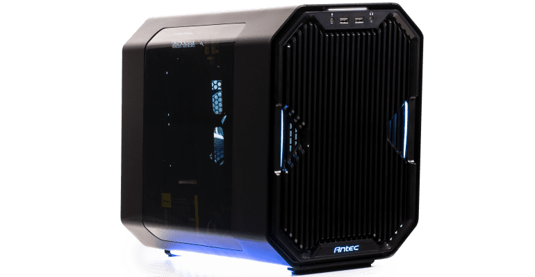 Vattenkyld mini-ITX-låda Antec Cube EKWB illuminated Blue