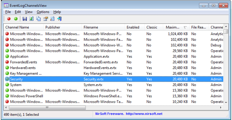 Programtips: Eventlogchannelsview 1.11 img3File 5