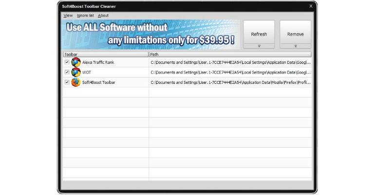 Programtips: Soft4boost Toolbar Cleaner 5.9.1.977 img3File 1