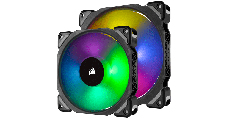 Färgglada flytande fläktar Corsair ML120 Pro RGB