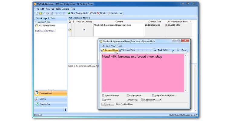Programtips: Efficient Sticky Notes 5.50.543 largeImg