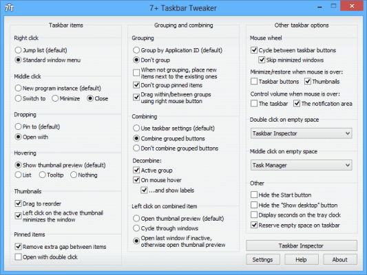 Programtips: 7+ Taskbar Tweaker 5.5 7+ Taskbar Tweaker