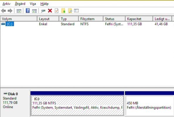 D-disk ger felmeddelande Diskhantering d-disk