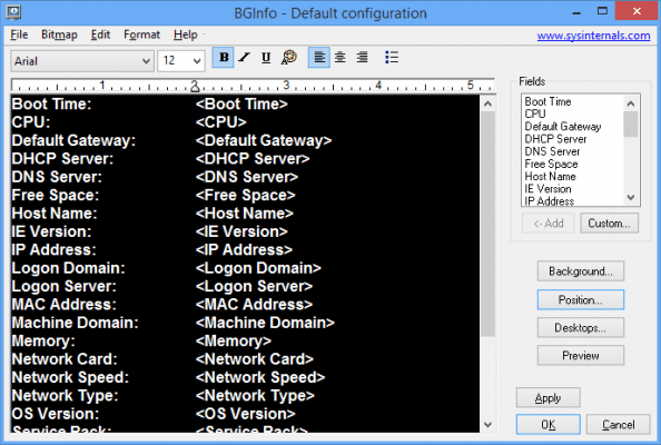 Programtips: Bginfo 4.26 Bginfo