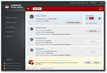 Comodo System Cleaner