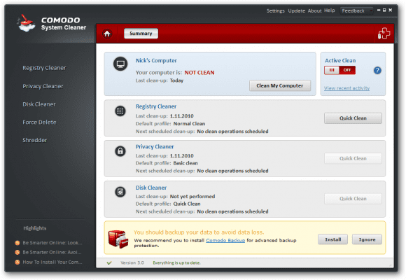 Programtips: Comodo System Cleaner v3.0.17 Comodo System Cleaner