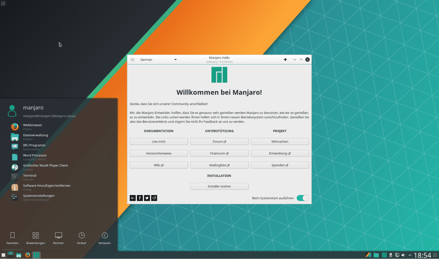 Manjaro Linux ombildas till företag Manjaro 17.0 Gellivara