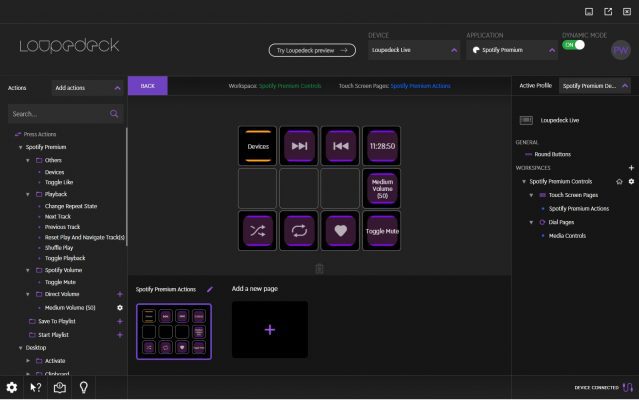 Loupedeck Live - programprofiler