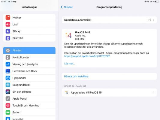 Ipad OS - uppdatera