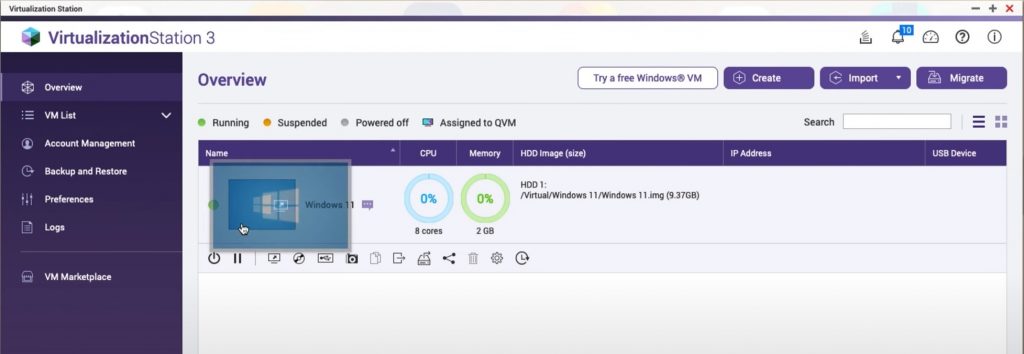 Qnap TVS-675 – Virtualization Station 3