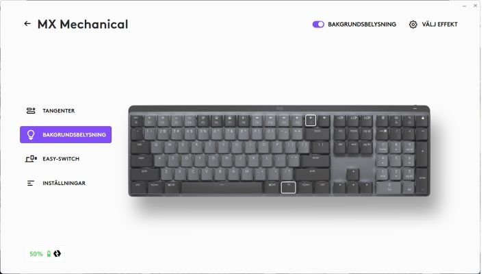 Logitech MX Mechanical – mjukvaran Options