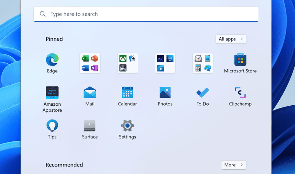 Start-menyn får mappar i Windows 11