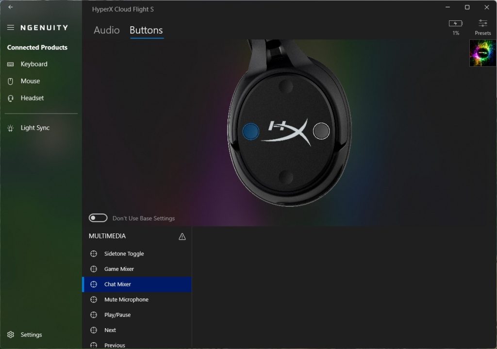 NGENUITY – headset - buttons
