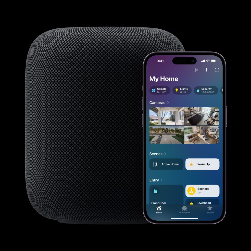 Apple Homepod med Homekit-applikationen i en Iphone
