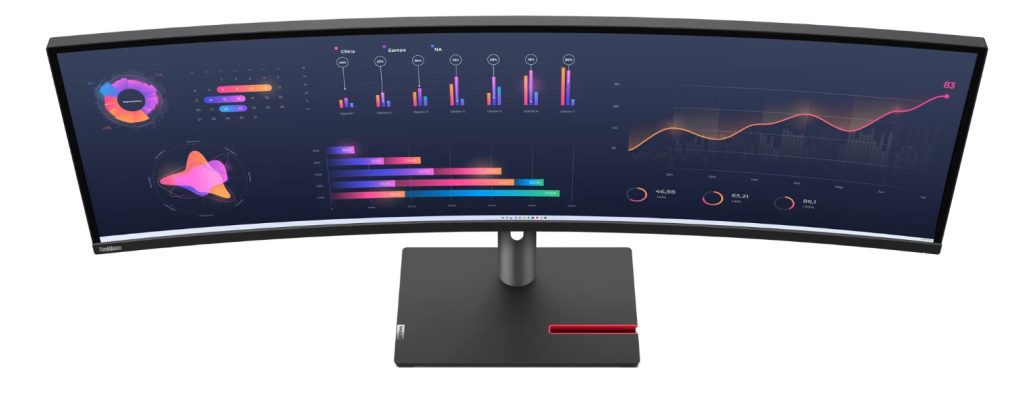 Lenovo Thinkvision P49W-30 sett något ovanifrån